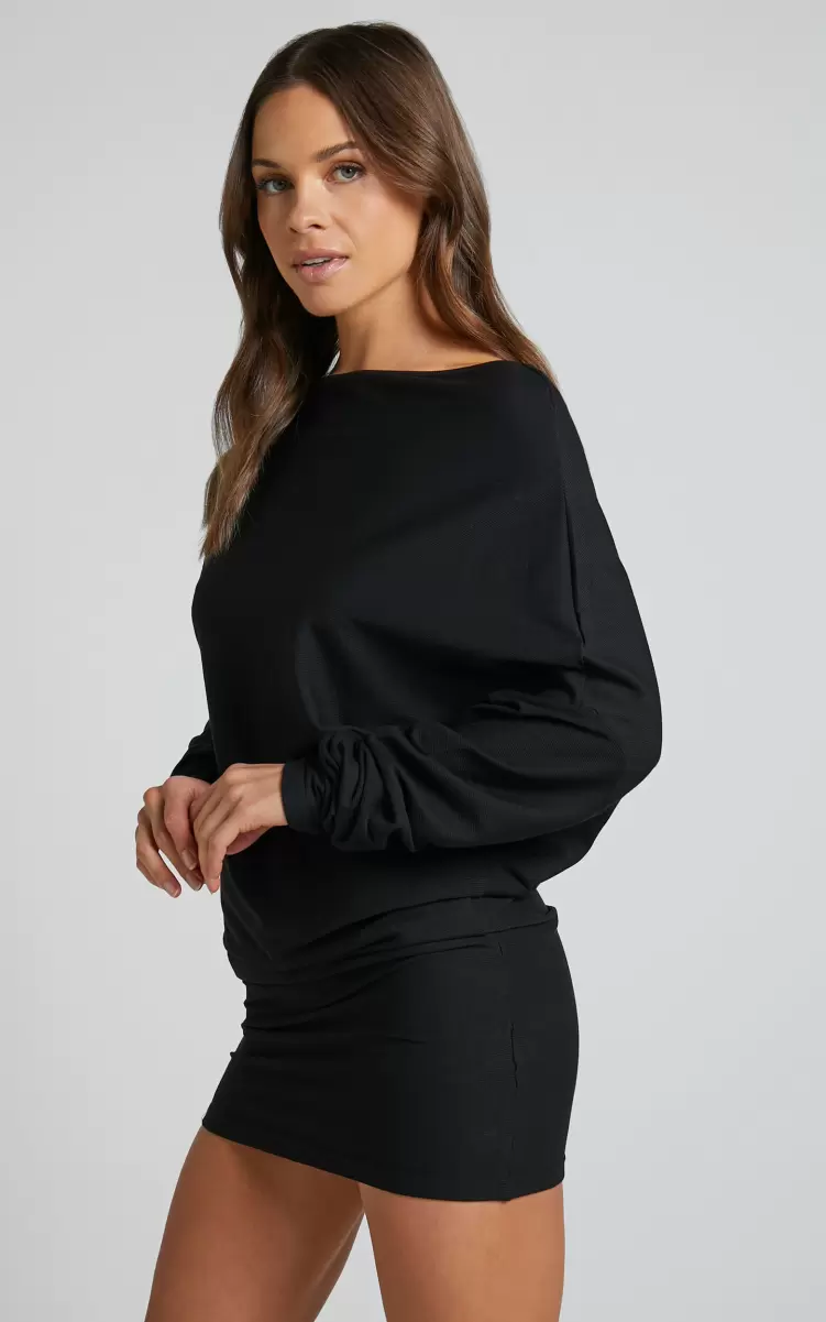 Basics Women Fermina Mini Dress - Long Sleeve Bodycon Dress In Black Showpo - 2