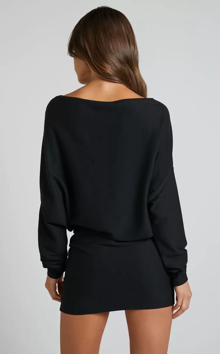 Basics Women Fermina Mini Dress - Long Sleeve Bodycon Dress In Black Showpo - 4