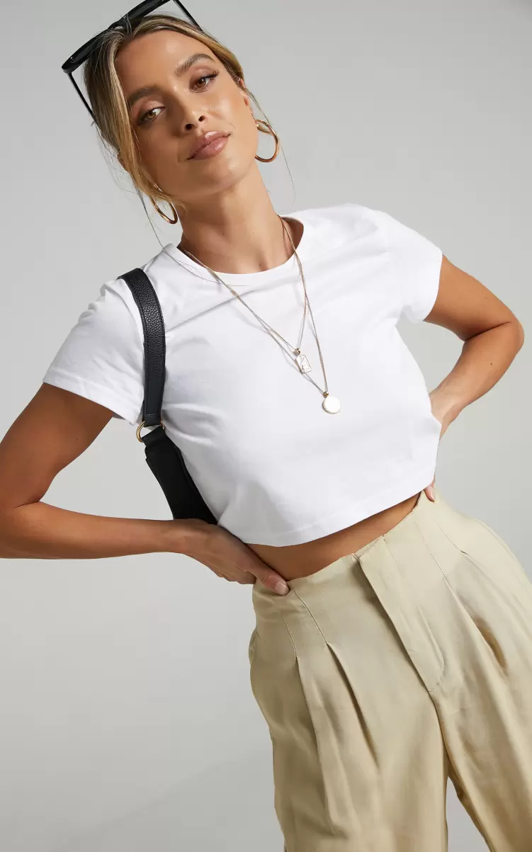 Showpo Women Danzel Top - Boxy Fit Cap Sleeve Crop Top In White Basics