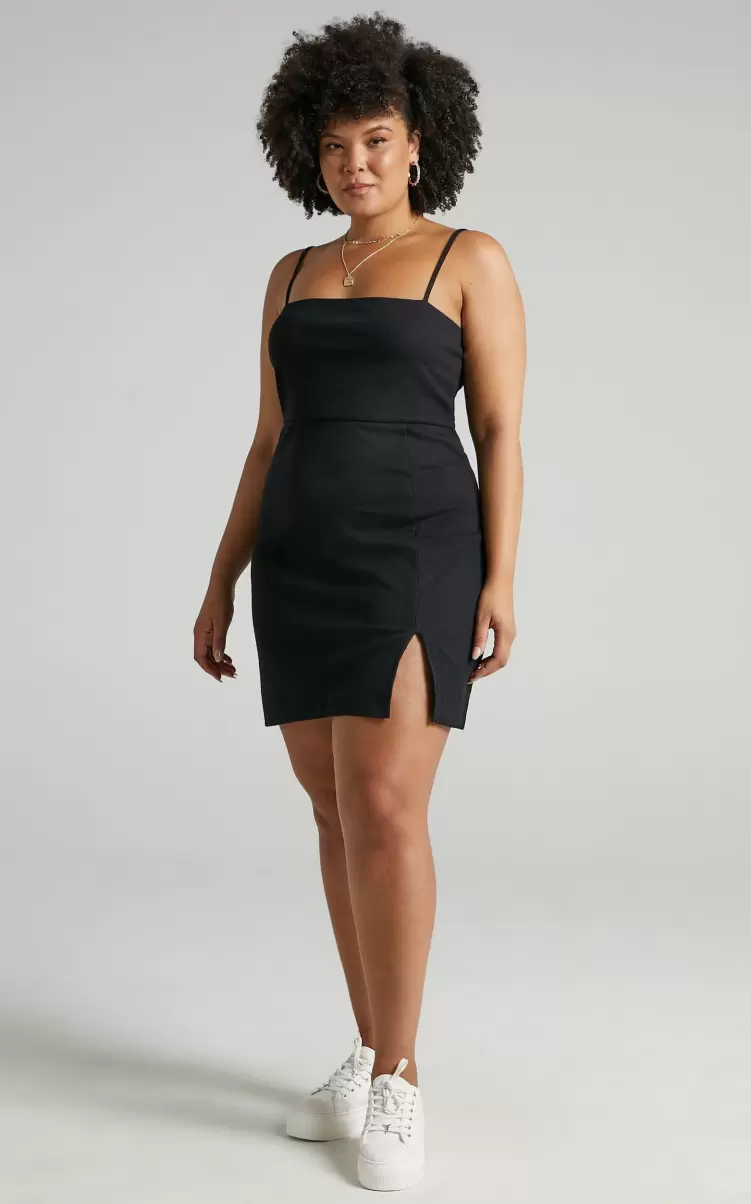 Showpo Women Basics Island Babe Mini Dress - Strappy Bodycon Dress In Black - 3