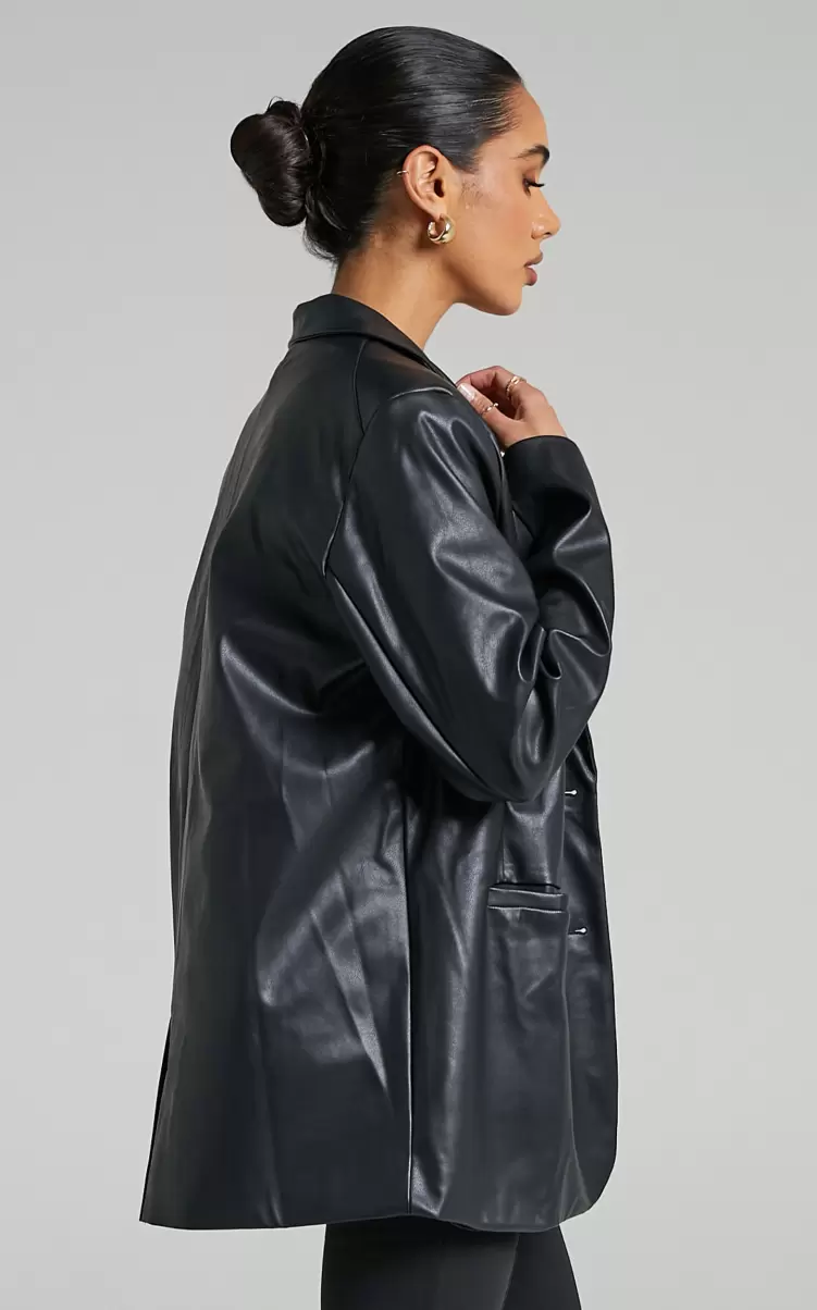 Showpo Blazers Samanfa Jacket - Faux Leather Jacket In Black Women - 4