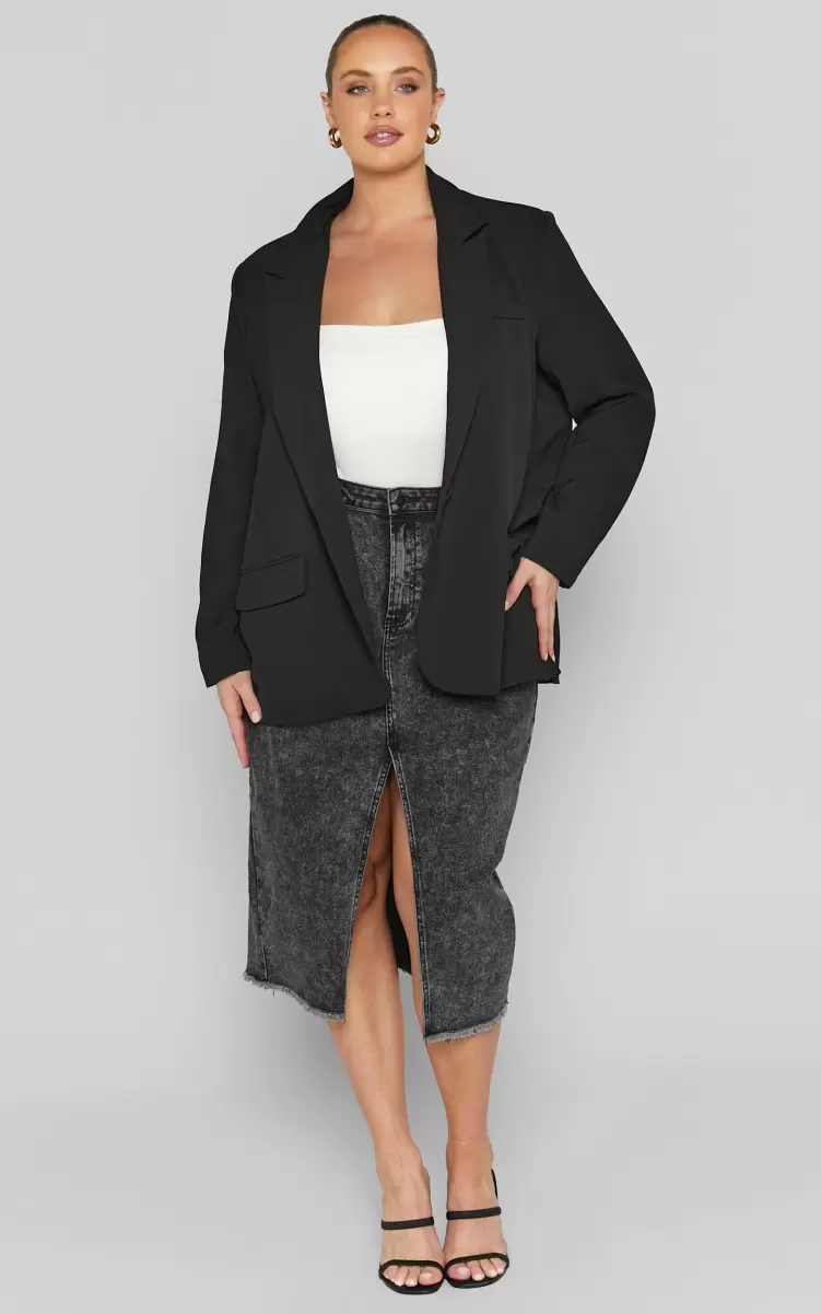 Blazers Showpo Michelle Blazer - Oversized Plunge Neck Button Up Blazer In Black Women - 3