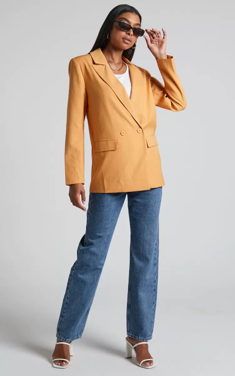 Raizella Blazer - Double Breasted Blazer In Orange Women Blazers Showpo - 3