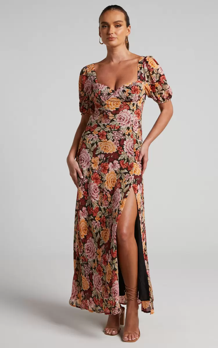 Lorie Maxi Dress - Short Sleeve Cut Out Tie Back Dress In Boheme Floral Showpo Women Curve Clothes - 3