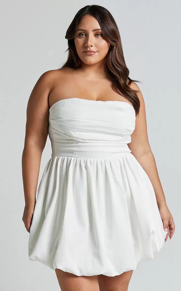 Shaima Mini Dress - Strapless Dress In White Women Curve Clothes Showpo - 1