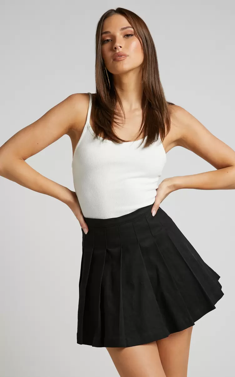 Showpo Curve Clothes Cailin Mini Skirt - Pleated Skirt In Black Women