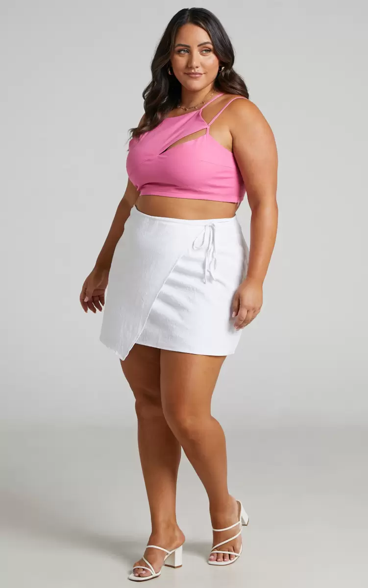 Women Showpo Chevy Mini Skirt - Wrap Skirt In White Curve Clothes - 3