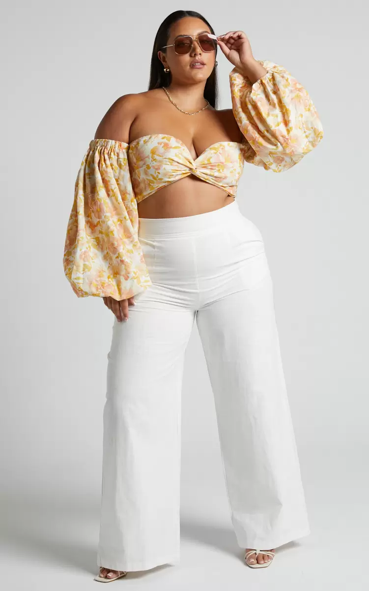 Amalie The Label - Charo High Waisted Wide Leg Pants In Warm White Showpo Women Curve Clothes - 1