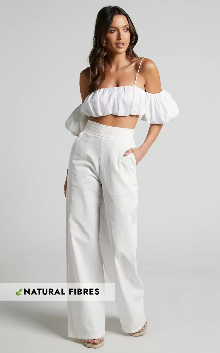 Amalie The Label - Charo High Waisted Wide Leg Pants In Warm White Showpo Women Curve Clothes - 2