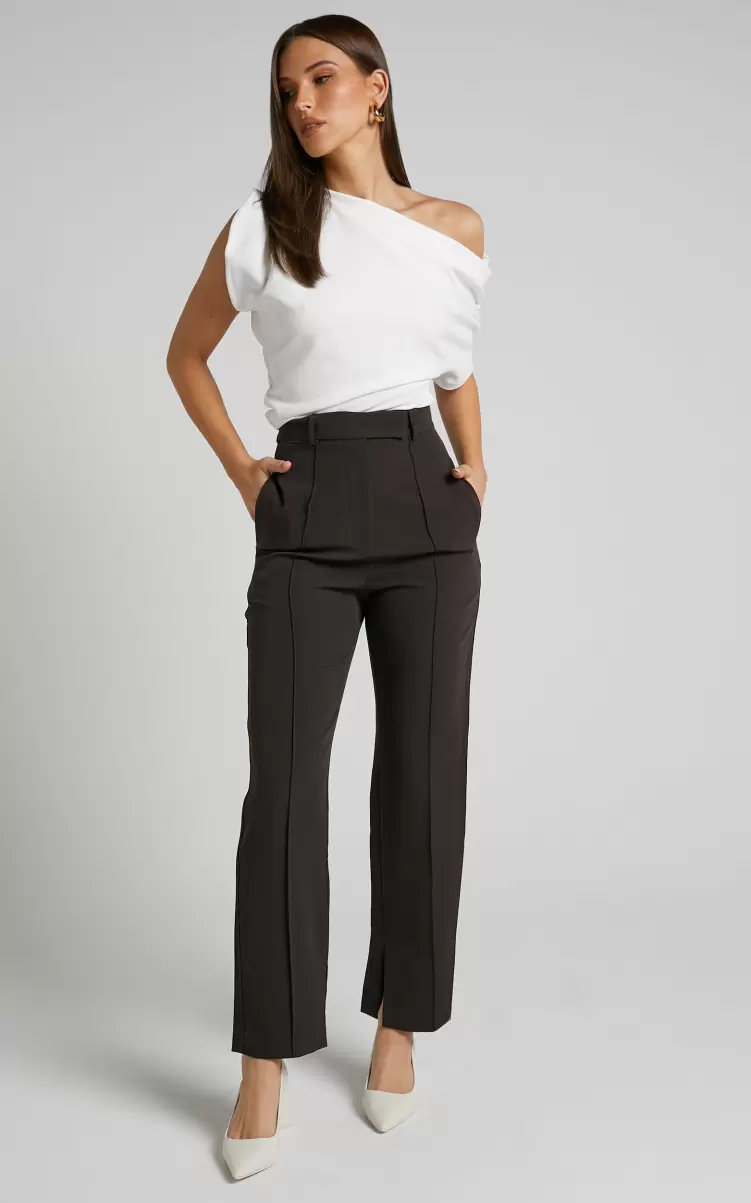 Showpo Women Rogers - High Waisted Pants In Charcoal Curve Clothes - 2