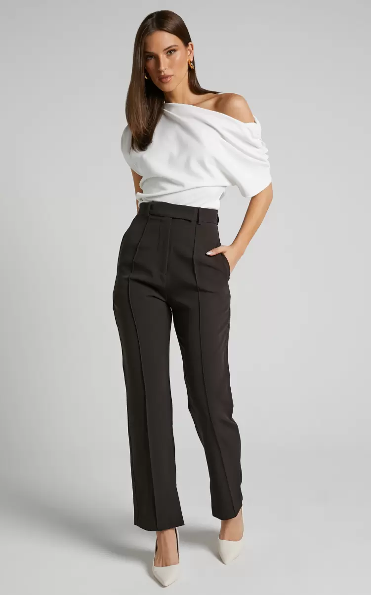 Showpo Women Rogers - High Waisted Pants In Charcoal Curve Clothes