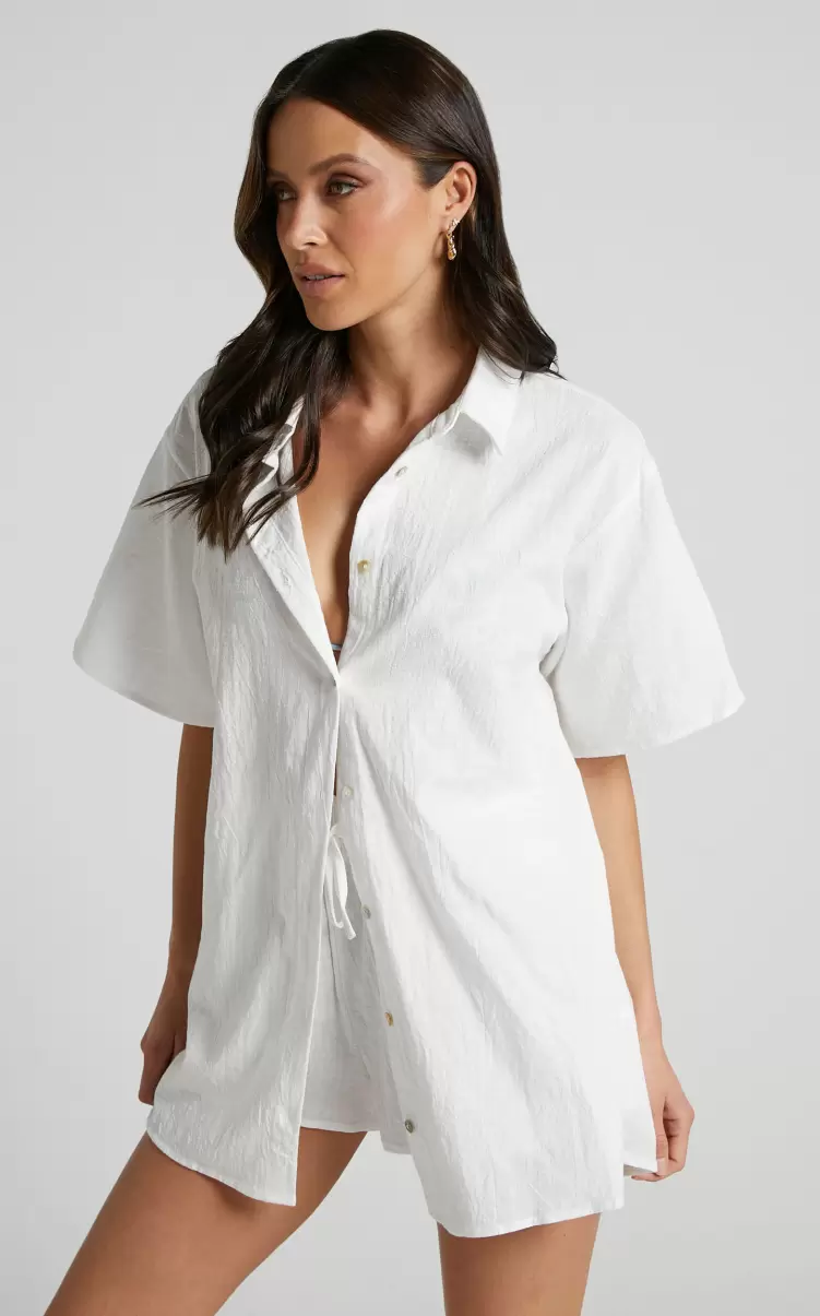 Curve Clothes Showpo Vina Del Mar Two Piece Set - Button Up Shirt And Shorts Set In White Women - 1