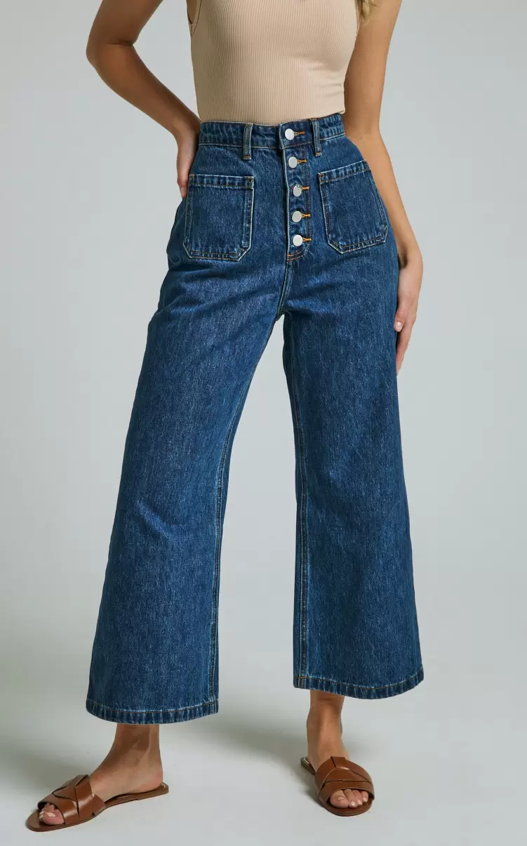 Sullivan Jeans - Denim High Waisted Wide Leg In Dark Wash Denim Women Showpo - 1