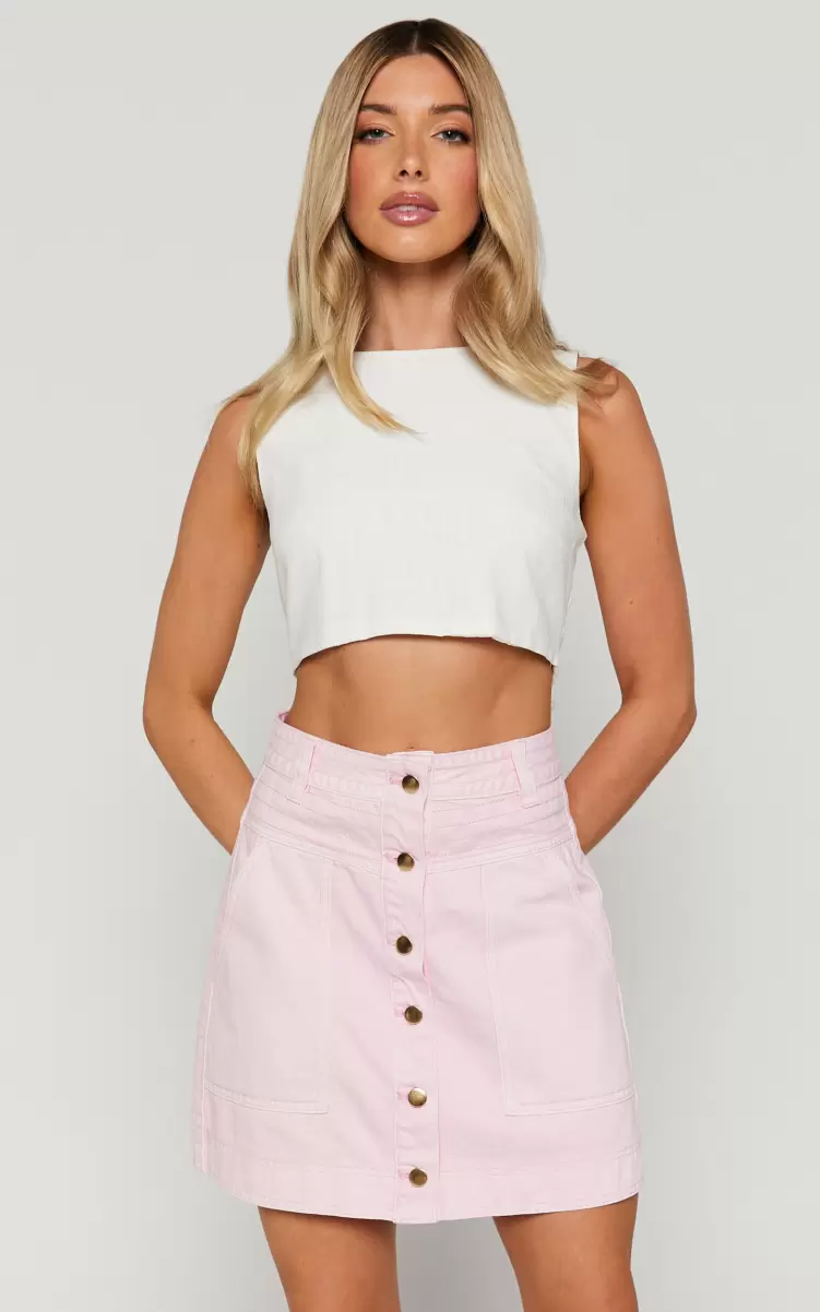 Showpo Denim Women Aeza Mini Skirt - Button Fly Denim Skirt In Pink - 4