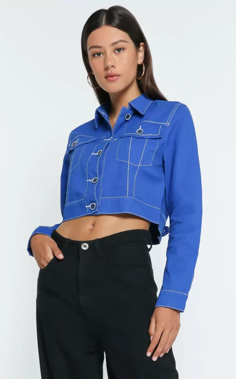 Women Showpo Lioness - Reign Denim Jacket In Cobalt Blue Denim - 1