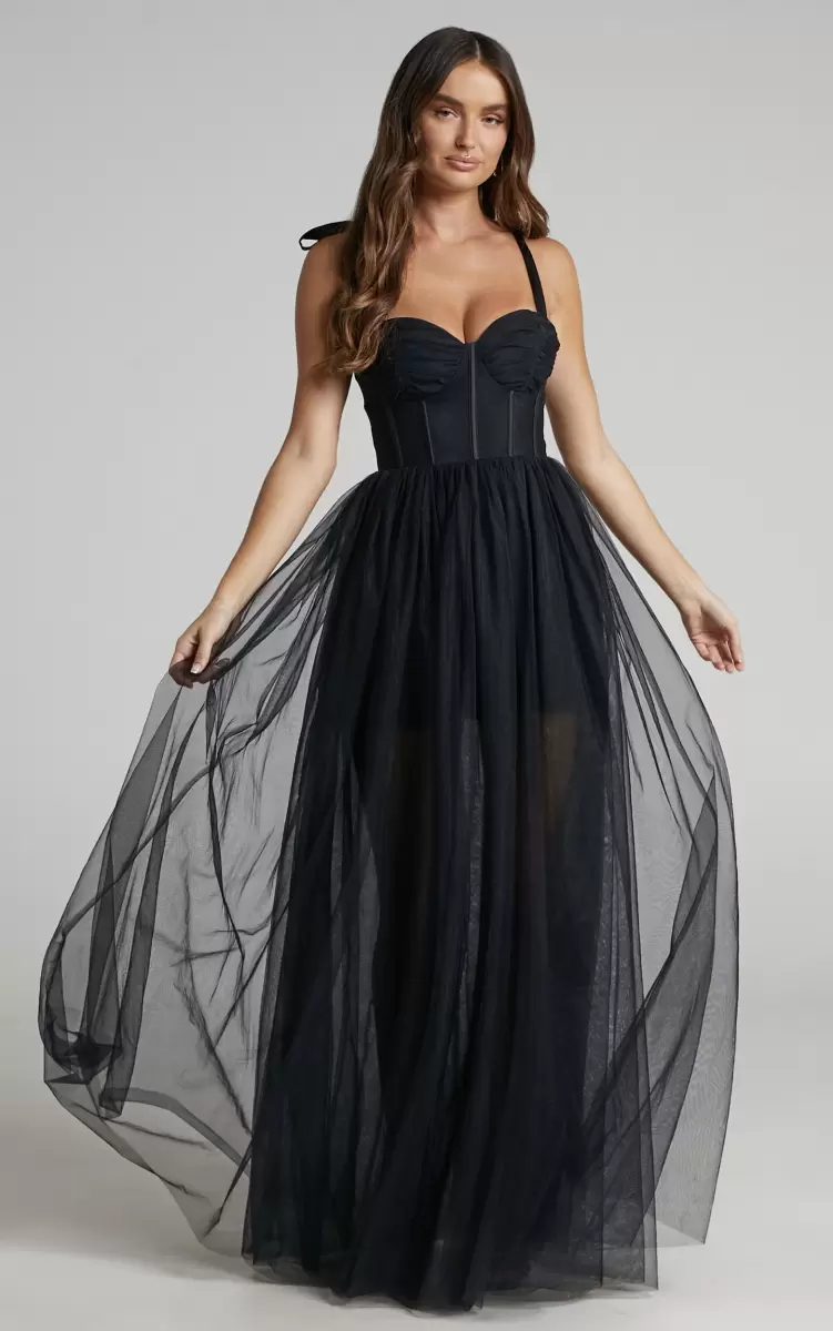 Dresses Showpo Women Emmary Gown - Bustier Bodice Tulle Gown In Black - 1
