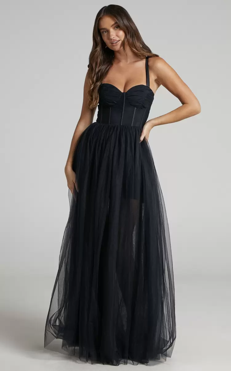 Dresses Showpo Women Emmary Gown - Bustier Bodice Tulle Gown In Black