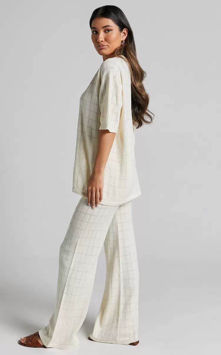 Showpo Tommy Two Piece Set - Knit Button Through Top And Pants Two Piece Set In Cream Knitwear Women - 4