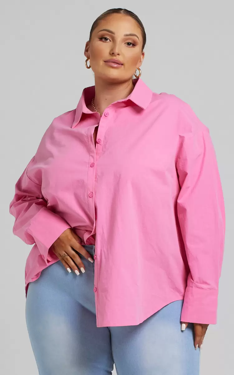 Terah Shirt - Button Up Shirt In Pink Showpo Women Maternity Clothes - 1