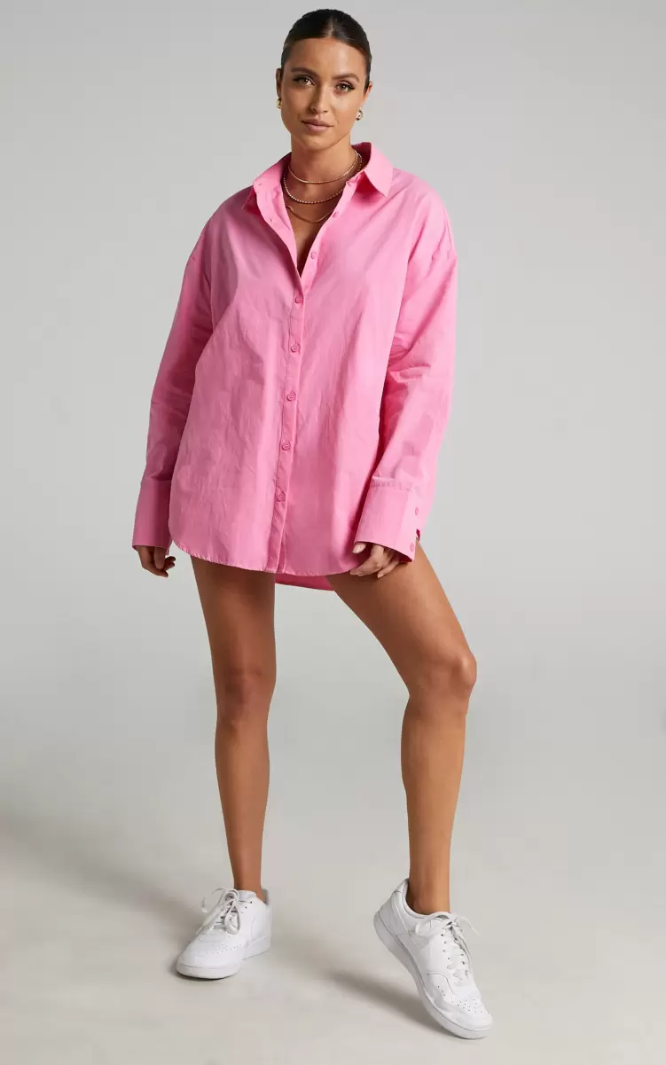 Terah Shirt - Button Up Shirt In Pink Showpo Women Maternity Clothes - 2