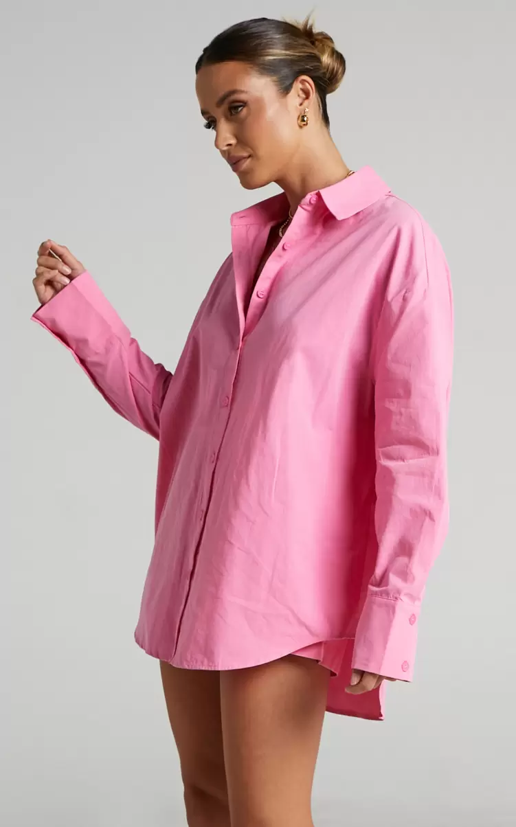 Terah Shirt - Button Up Shirt In Pink Showpo Women Maternity Clothes - 4