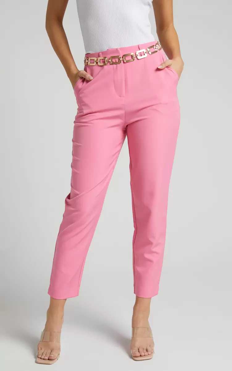 Women Pants Hermie Pants - High Waisted Cropped Tailored Pants In Pink Showpo - 4