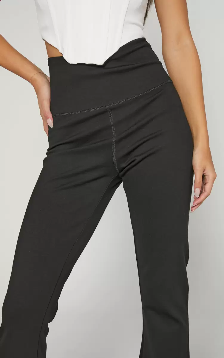 Women Beau Pants - High Waisted Split Hem Flare Pants In Black Pants Showpo - 2