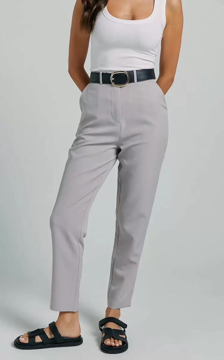 Hermie Pants - High Waisted Cropped Tailored Pants In Grey Showpo Pants Women - 3