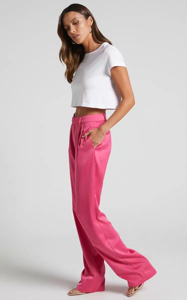 Women Showpo Jannie Pants - High Waist Tailored Pants In Pink Pants - 1