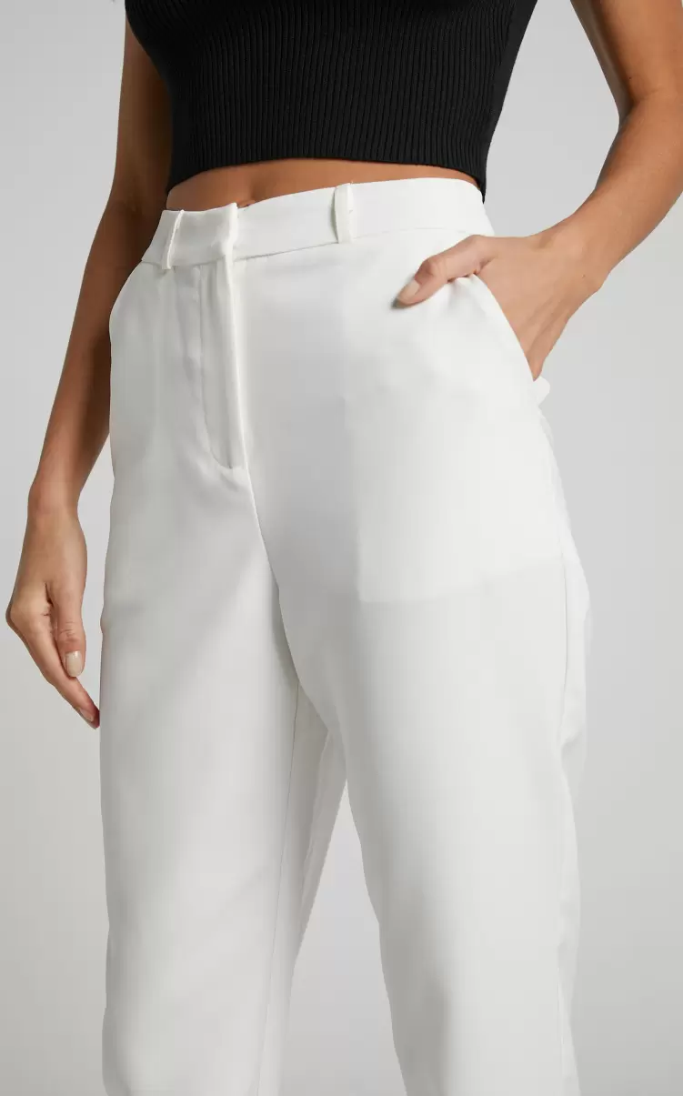 Hermie Pants - High Waisted Cropped Tailored Pants In White Pants Women Showpo - 1