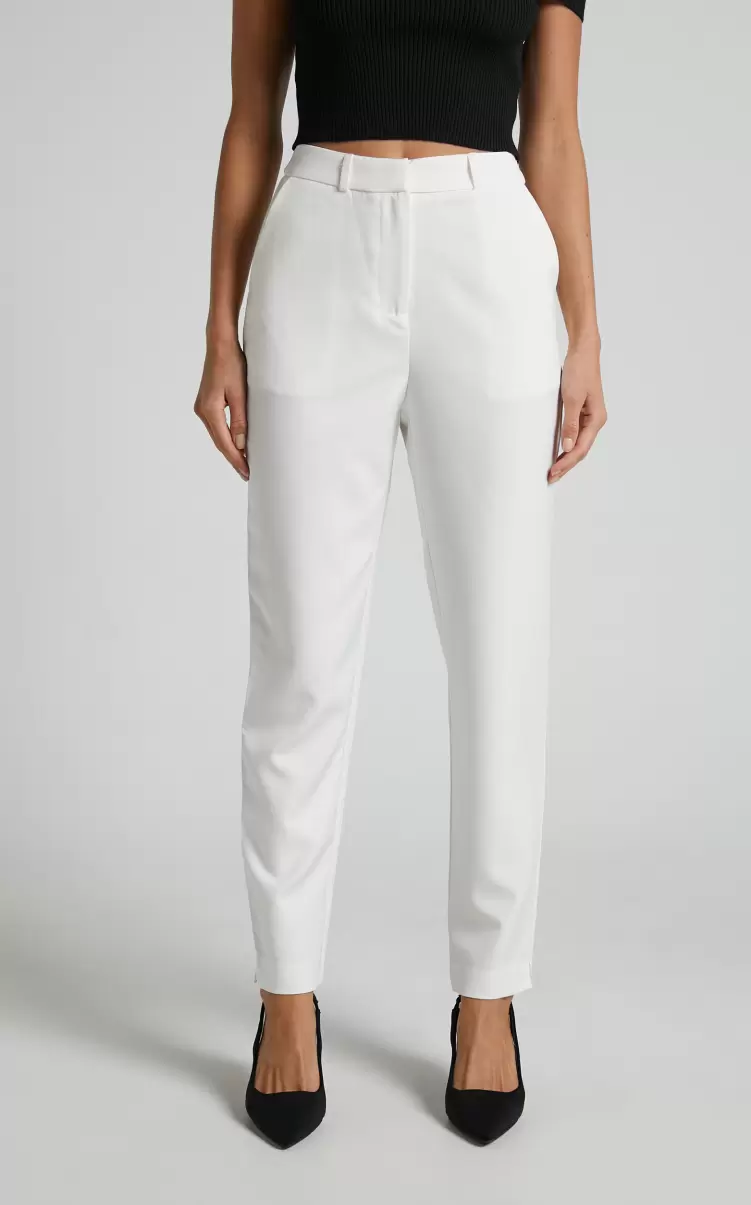 Hermie Pants - High Waisted Cropped Tailored Pants In White Pants Women Showpo - 4