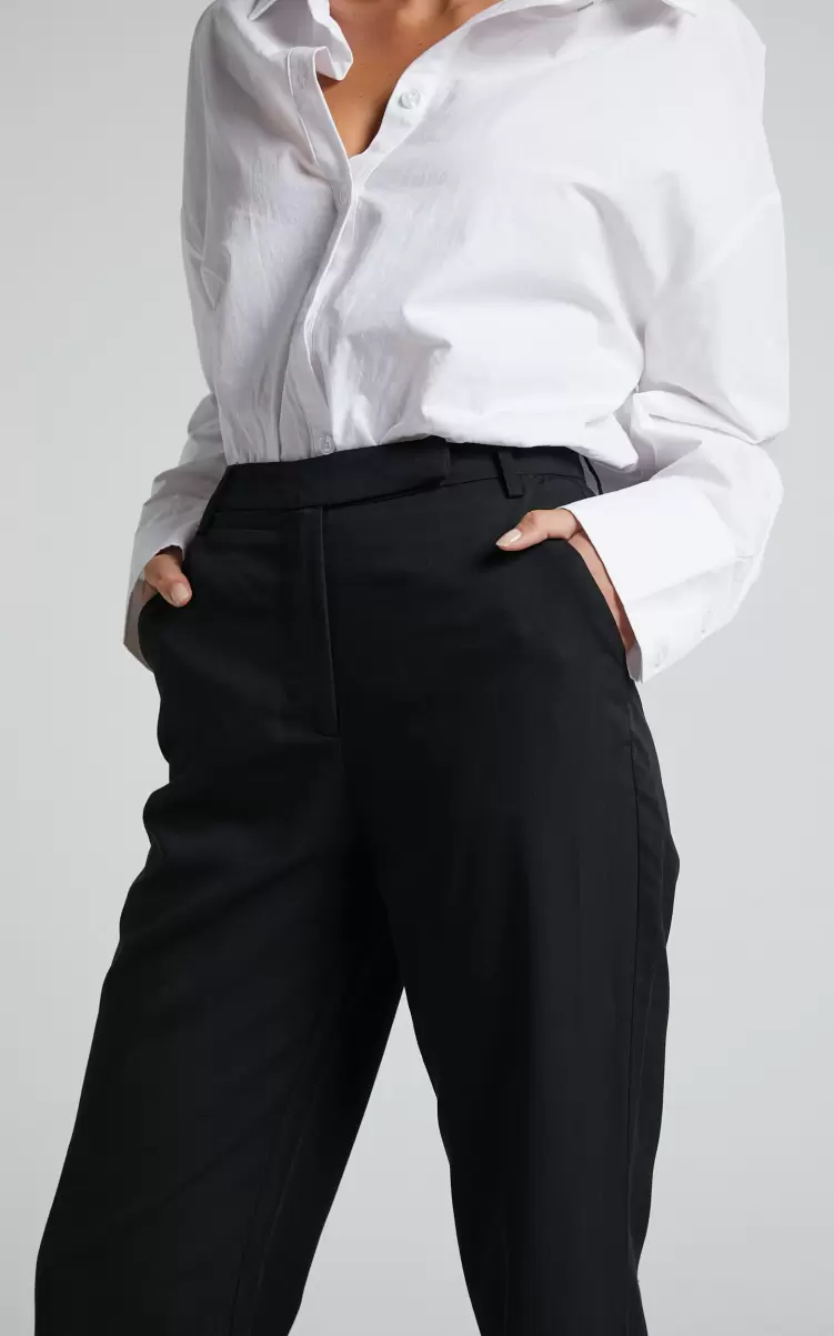 Women Ernez Pants - High Waisted Tailored Straight Pants In Black Pants Showpo - 4