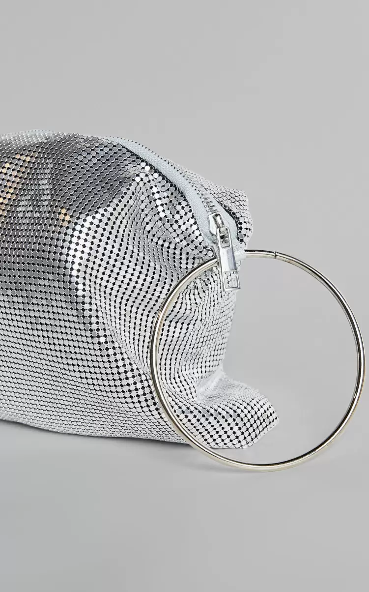 Women Showpo Prague Chain Mesh Ring Handle Handbag In Silver Bags - 3