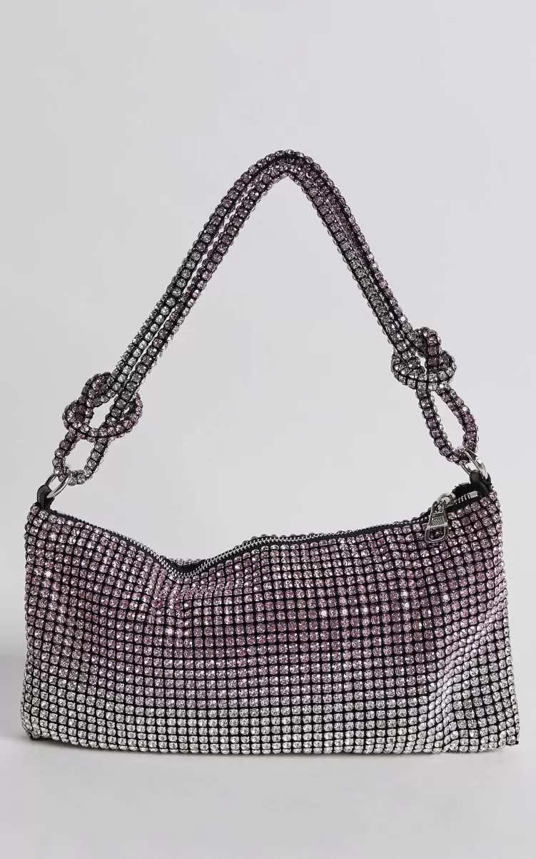 Bags Showpo Women Amsterdam Diamante Knot Mini Shoulder Bag In Pink And Silver - 1