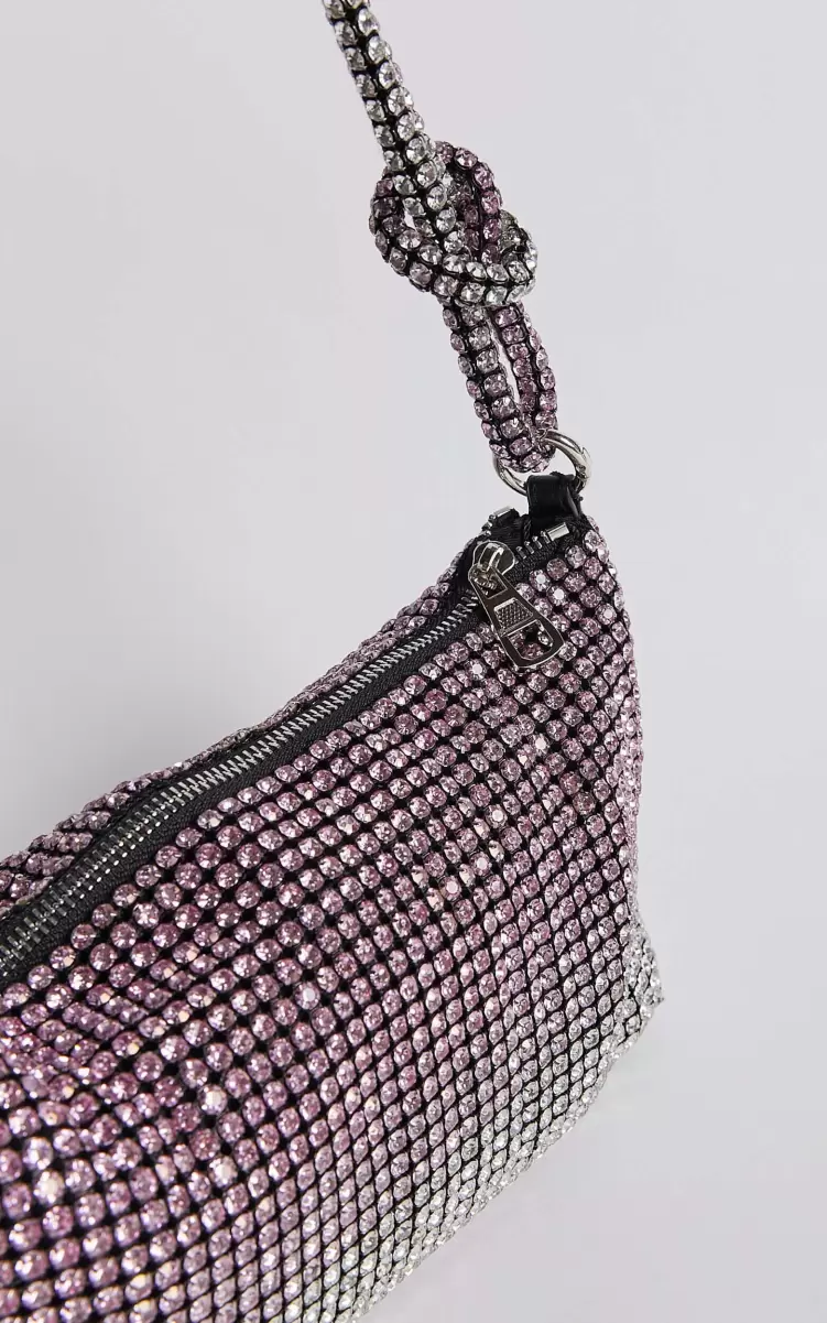 Bags Showpo Women Amsterdam Diamante Knot Mini Shoulder Bag In Pink And Silver - 3