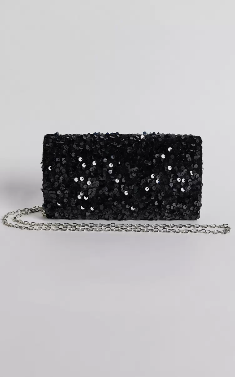 Kensington Velevet Sequin Clutch In Black Showpo Bags Women - 3