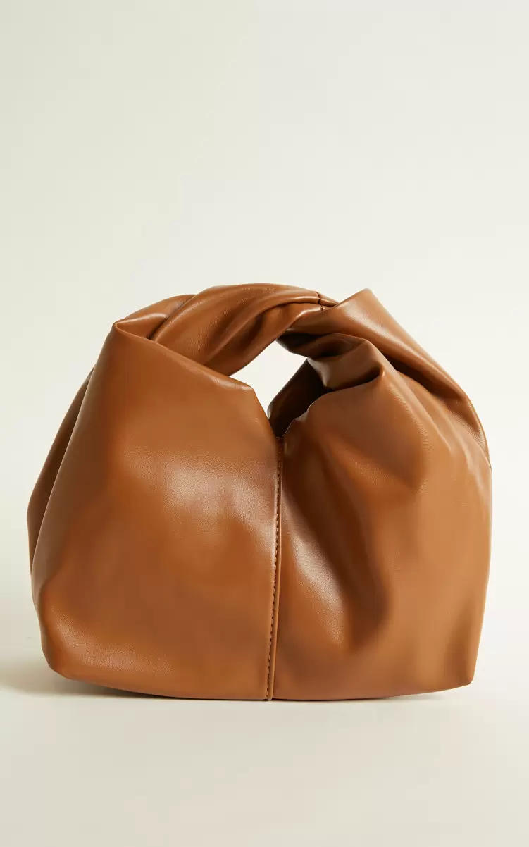 Showpo Aspen Twist Pu Pouch Bag In Brown Women Bags - 1