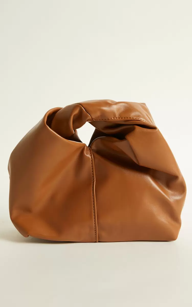 Showpo Aspen Twist Pu Pouch Bag In Brown Women Bags - 3