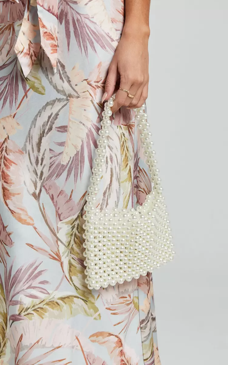 Monaco Pearl Beaded Bag In Cream Women Bags Showpo - 4