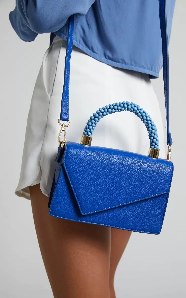 Women Showpo Rhemie Beaded Top Handle Bag In Blue Bags - 1