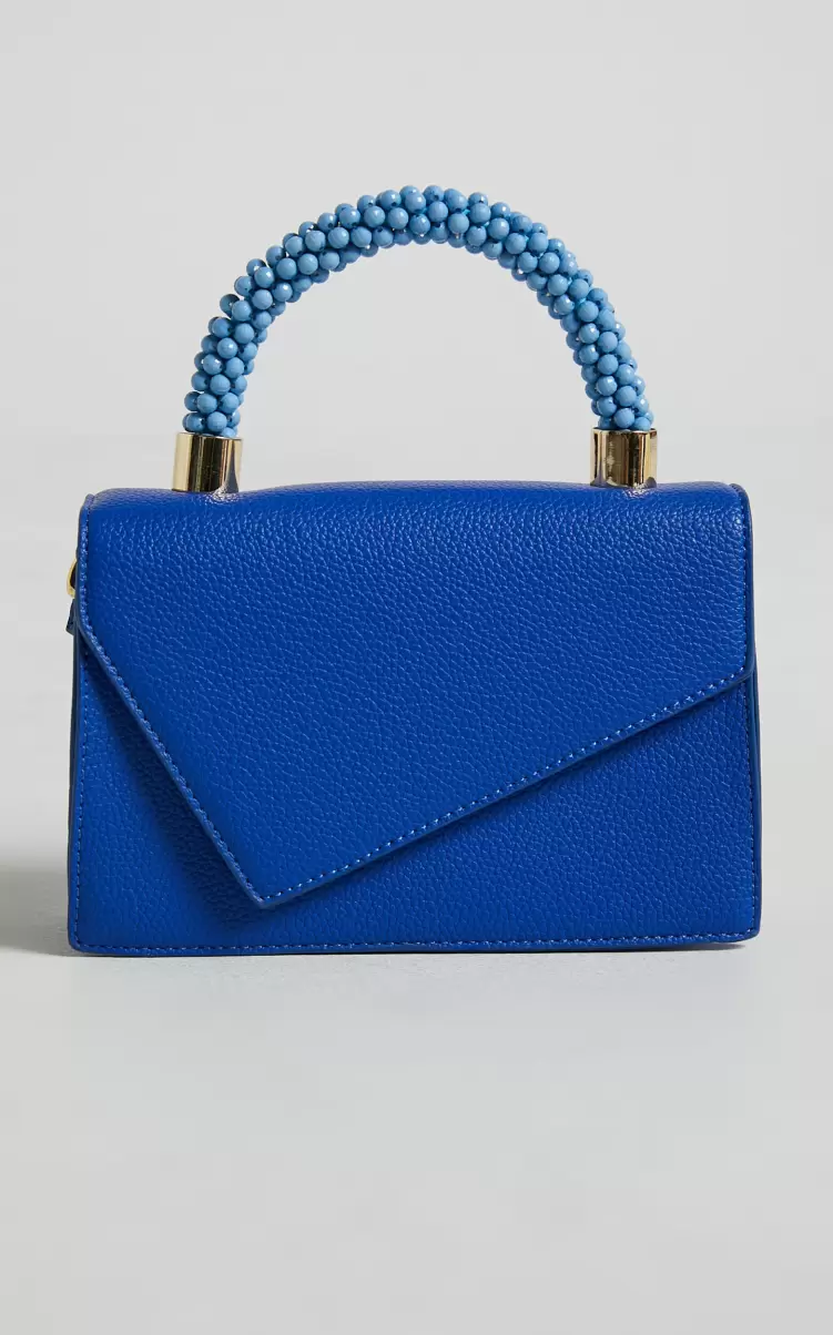 Women Showpo Rhemie Beaded Top Handle Bag In Blue Bags