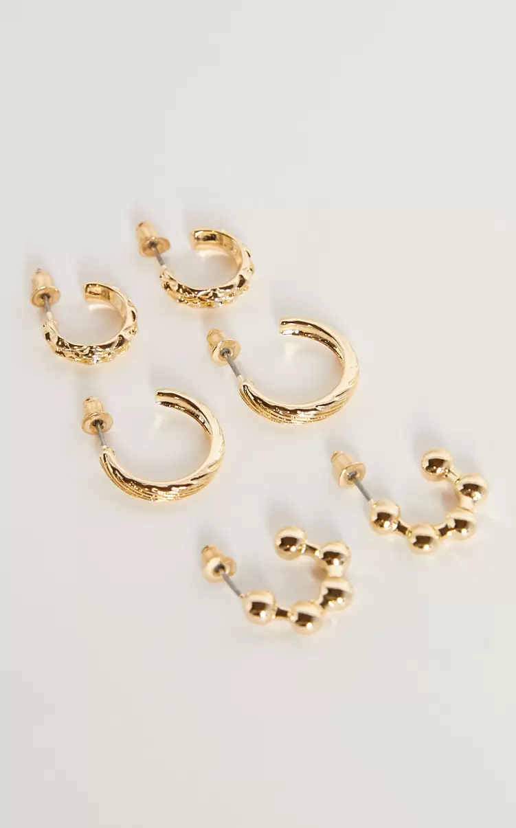 Matteo Hoop Earirngs - Pack Of 3 In Gold Earrings Showpo Women - 1