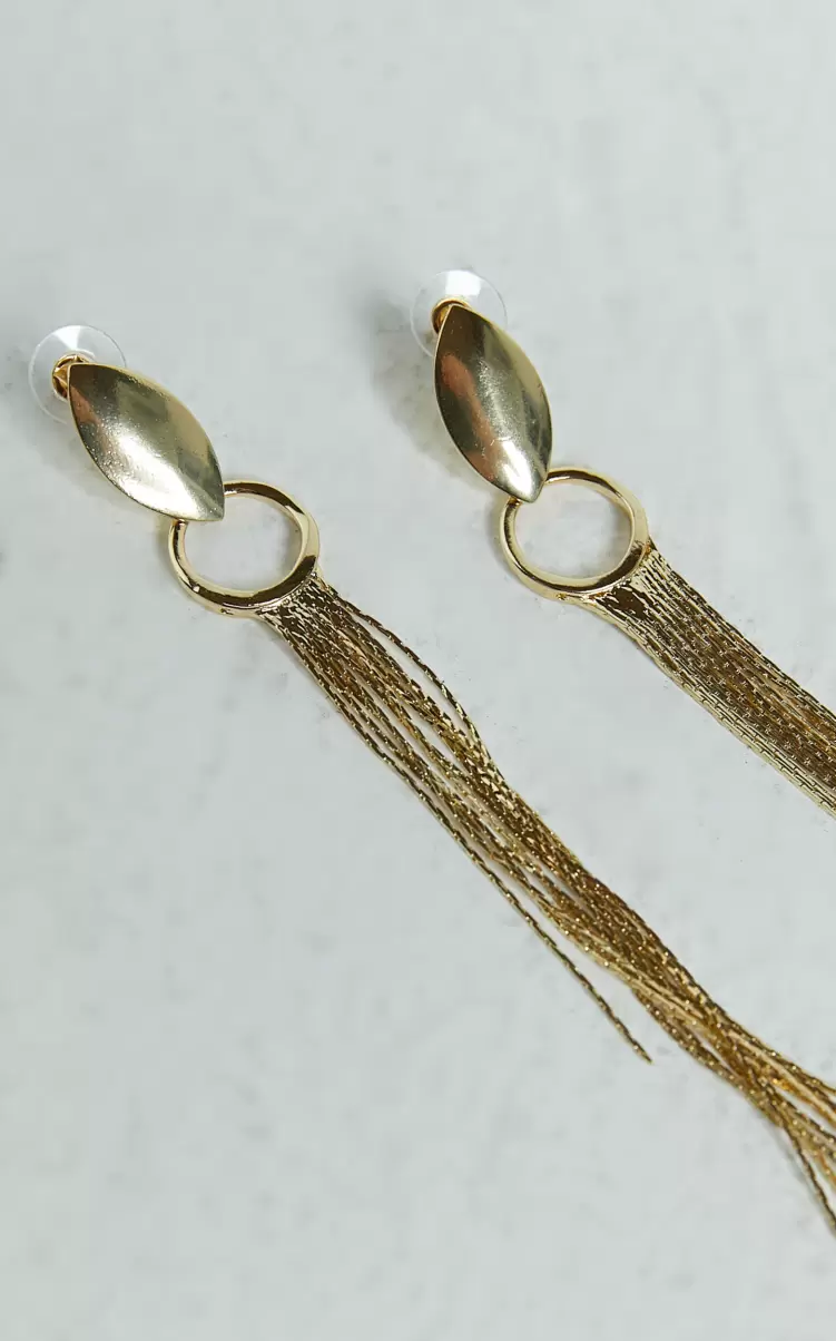 Showpo Earrings Beau Tassle Drop Earrings In Gold Women - 1