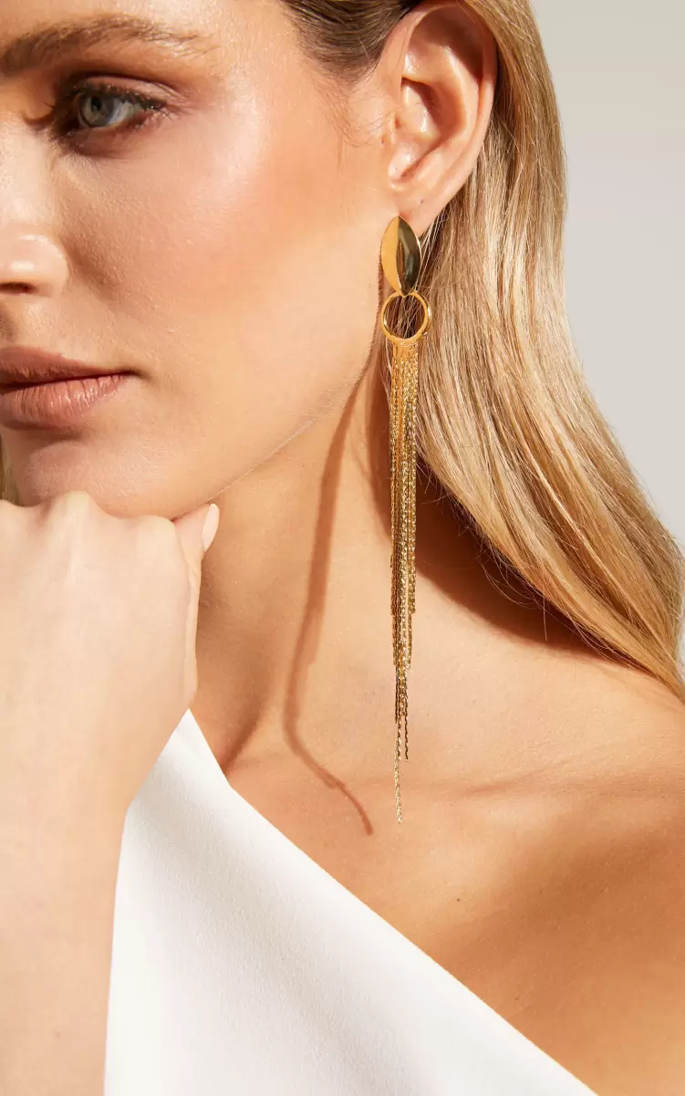 Showpo Earrings Beau Tassle Drop Earrings In Gold Women - 2