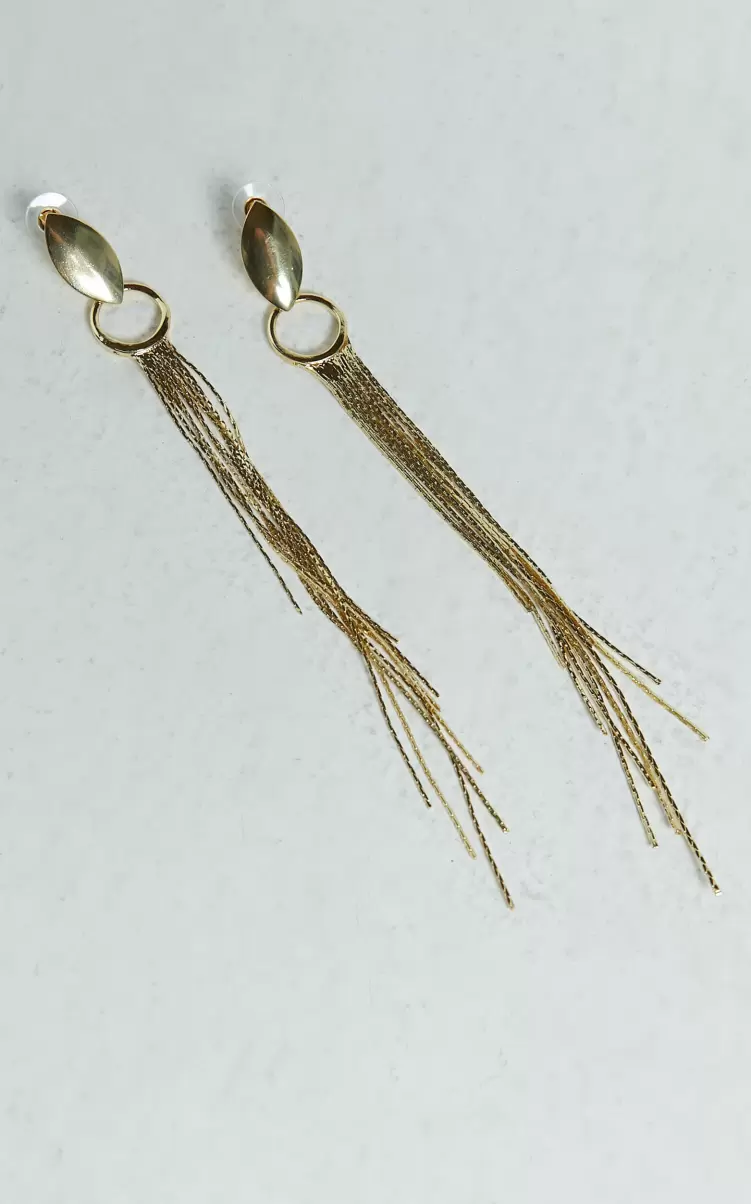 Showpo Earrings Beau Tassle Drop Earrings In Gold Women - 3