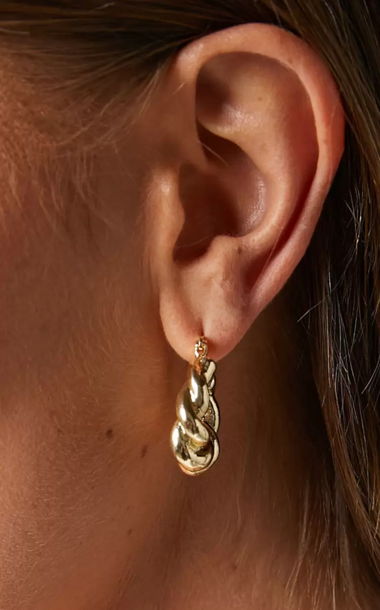 Earrings Women Kharly Earrings - Twist Hoop Earrings In Gold Showpo - 4