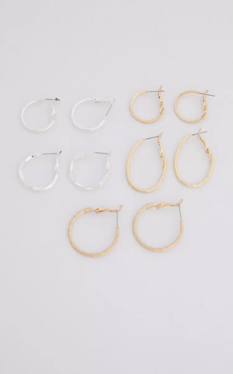 Women Manith Hoop Earrings Set - Pack Of 5 In Gold And Silver Showpo Earrings