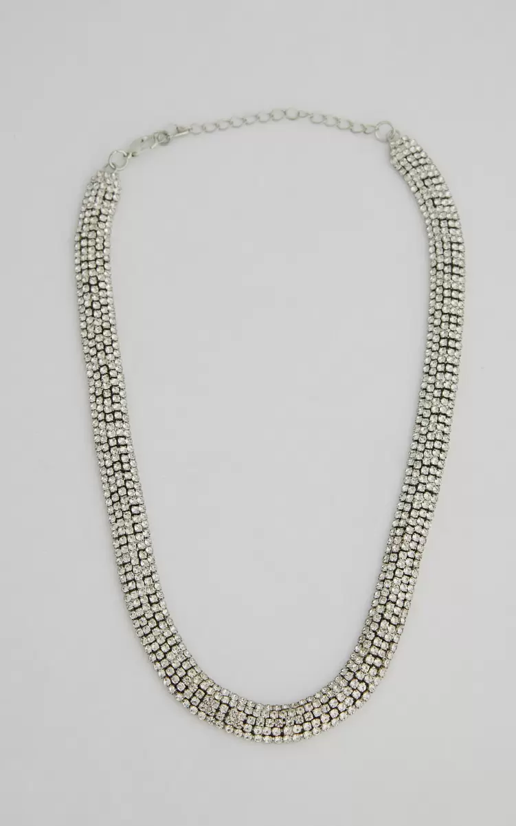 Guenloie Diamante Choker Necklace In Silver Women Showpo Necklaces - 1