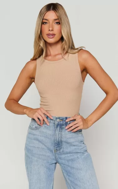 Showpo Basics Women Can't You Tell Top - Ribbed Tank Top In Sand