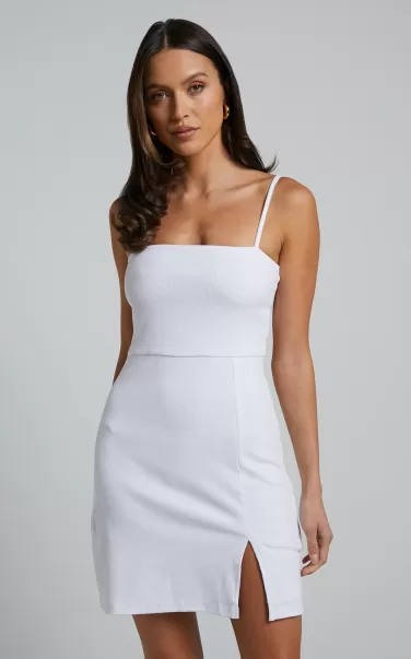 Showpo Basics Island Babe Mini Dress - Strappy Bodycon Dress In White Women